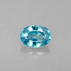 1.37 ct Blue Zircon Gemstone, Zircon Gem in Oval Facet Shape for Sale.