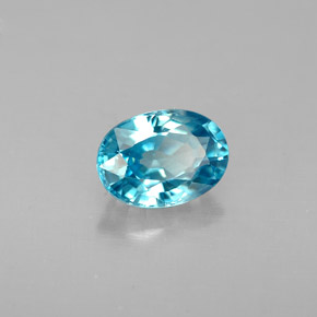 1.37 ct Blue Zircon Stone, Natural Zircon in Oval Facet Shape for Sale