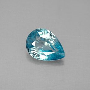 1.50 ct Blue Zircon Gemstone, Zircon Gem in Pear Facet Shape for Sale.