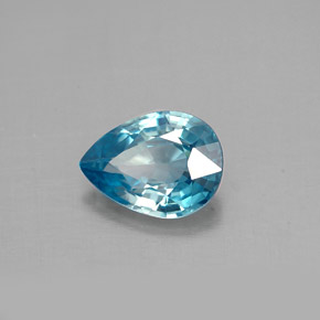 1.45 ct Blue Zircon Stone, Natural Zircon in Pear Facet Shape for Sale