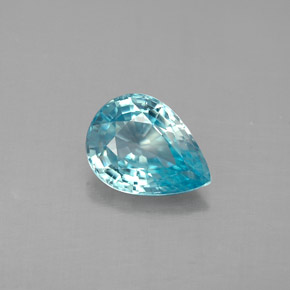 1.53 ct Blue Zircon Gemstone, Zircon Gem in Pear Facet Shape for Sale.