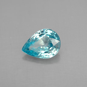 1.53 ct Blue Zircon Stone, Natural Zircon in Pear Facet Shape for Sale