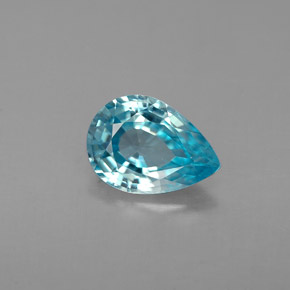 1.34 ct Blue Zircon Gemstone, Zircon Gem in Pear Facet Shape for Sale.
