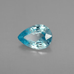 1.34 ct Blue Zircon Stone, Natural Zircon in Pear Facet Shape for Sale