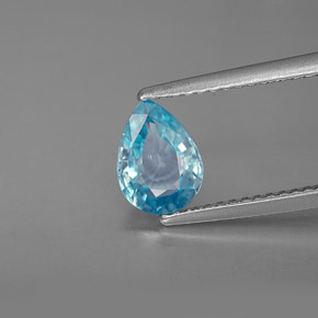 1.29 ct Blue Zircon Gemstone, Zircon Gem in Pear Facet Shape for Sale.