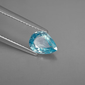 1.29 ct Blue Zircon Stone, Natural Zircon in Pear Facet Shape for Sale