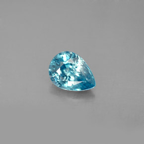 1.58 ct Blue Zircon Gemstone, Zircon Gem in Pear Facet Shape for Sale.