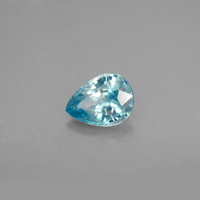 1.58 ct Blue Zircon Stone, Natural Zircon in Pear Facet Shape for Sale