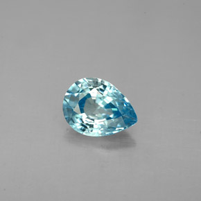 1.54 ct Blue Zircon Gemstone, Zircon Gem in Pear Facet Shape for Sale.