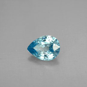 1.54 ct Blue Zircon Stone, Natural Zircon in Pear Facet Shape for Sale