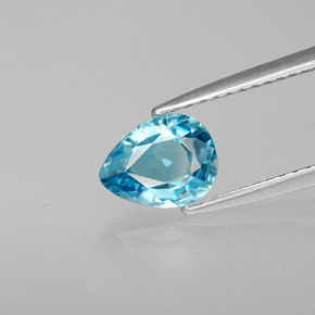 1.38 ct Blue Zircon Gemstone, Zircon Gem in Pear Facet Shape for Sale.