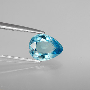 1.38 ct Blue Zircon Stone, Natural Zircon in Pear Facet Shape for Sale