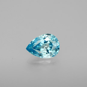 1.30 ct Blue Zircon Gemstone, Zircon Gem in Pear Facet Shape for Sale.