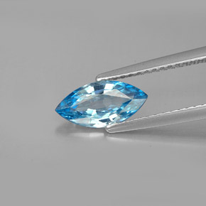 1.31 ct Blue Zircon Gemstone, Zircon Gem in Marquise Facet Shape for Sale.