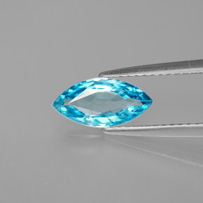 1.38 ct Blue Zircon Gemstone, Zircon Gem in Marquise Facet Shape for Sale.