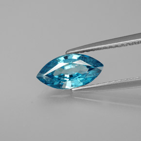 1.51 ct Blue Zircon Gemstone, Zircon Gem in Marquise Facet Shape for Sale.