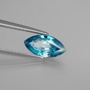 1.51 ct Blue Zircon Stone, Natural Zircon in Marquise Facet Shape for Sale