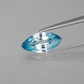 1.38 ct Blue Zircon Gemstone, Zircon Gem in Marquise Facet Shape for Sale.