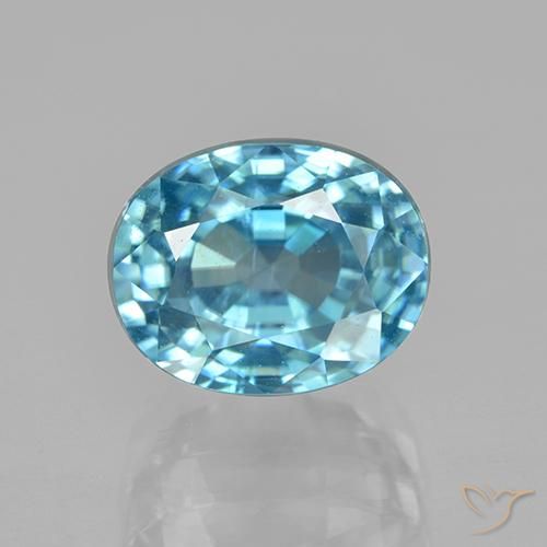 7.2 ct Blue Zircon, 9.8 x 7.9 mm Oval Cut From Cambodia, Photo A