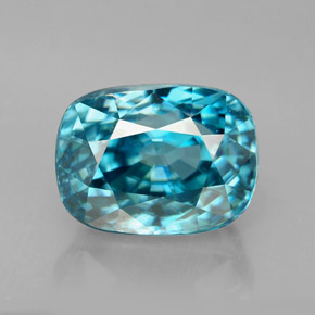 7.57 ct Blue Zircon Gemstone, Zircon Gem in Cushion-Cut Shape for Sale.