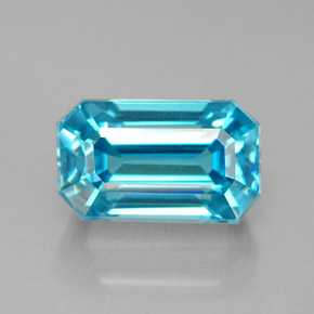 6.46 ct Blue Zircon Gemstone, Zircon Gem in Octagon Facet Shape for Sale.