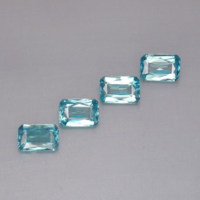 3.02 ct Blue Zircon Stone, Natural Zircon in Octagon / Scissor Cut Shape for Sale