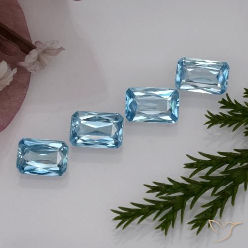 2.94 ctw Blue Zircon Stones, Natural Zircon in Octagon / Scissor Cut Shape for Sale