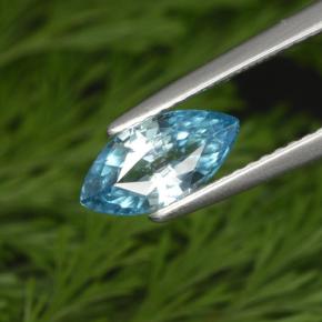 1.42 ct Blue Zircon Gemstone, Zircon Gem in Marquise Facet Shape for Sale.