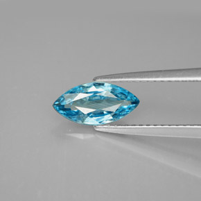 1.33 ct Blue Zircon Gemstone, Zircon Gem in Marquise Facet Shape for Sale.