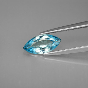1.33 ct Blue Zircon Gemstone, Zircon Gem in Marquise Facet Shape for Sale.