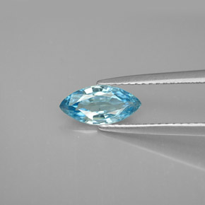 1.13 ct Blue Zircon Gemstone, Zircon Gem in Marquise Facet Shape for Sale.