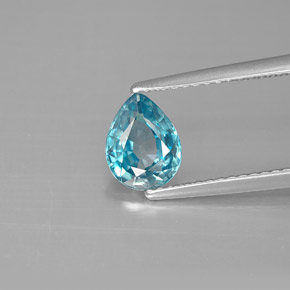 1.50 ct Blue Zircon Gemstone, Zircon Gem in Pear Facet Shape for Sale.