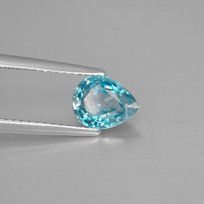 1.50 ct Blue Zircon Stone, Natural Zircon in Pear Facet Shape for Sale