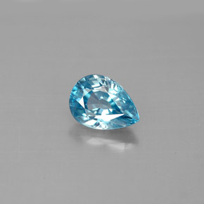1.66 ct Blue Zircon Gemstone, Zircon Gem in Pear Facet Shape for Sale.
