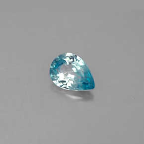 1.36 ct Blue Zircon Stone, Natural Zircon in Pear Facet Shape for Sale
