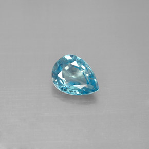 1.67 ct Blue Zircon Gemstone, Zircon Gem in Pear Facet Shape for Sale.