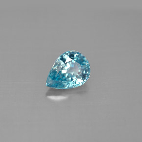 1.58 ct Blue Zircon Stone, Natural Zircon in Pear Facet Shape for Sale