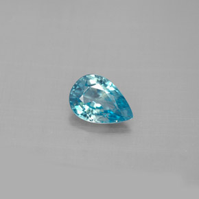 1.27 ct Blue Zircon Gemstone, Zircon Gem in Pear Facet Shape for Sale.