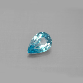 1.27 ct Blue Zircon Stone, Natural Zircon in Pear Facet Shape for Sale