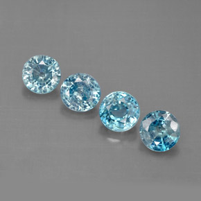2.36 ctw Blue Zircon Gemstones, Zircon Gems in Round Facet Shape for Sale.