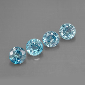 2.36 ctw Blue Zircon Stones, Natural Zircon in Round Facet Shape for Sale