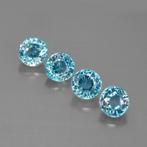 2.92 ct Blue Zircon Gemstone, Zircon Gem in Round Facet Shape for Sale.