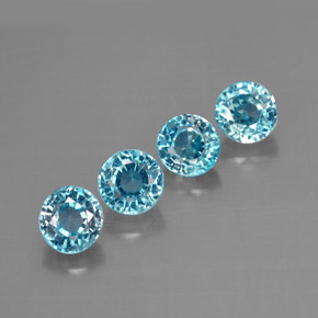 2.92 ct Blue Zircon Stone, Natural Zircon in Round Facet Shape for Sale