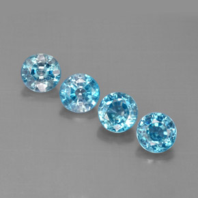 2.52 ct Blue Zircon Gemstone, Zircon Gem in Round Facet Shape for Sale.