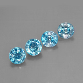 2.52 ct Blue Zircon Stone, Natural Zircon in Round Facet Shape for Sale