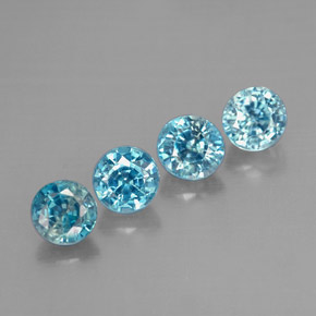 2.77 ct Blue Zircon Gemstone, Zircon Gem in Round Facet Shape for Sale.