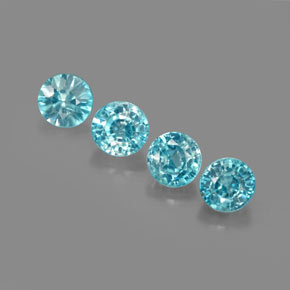 2.44 ct Blue Zircon Gemstone, Zircon Gem in Round Facet Shape for Sale.