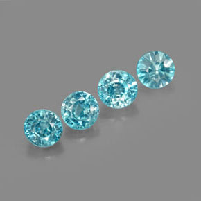 2.44 ct Blue Zircon Stone, Natural Zircon in Round Facet Shape for Sale