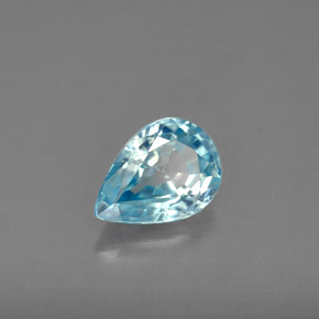 1.54 ct Blue Zircon Stone, Natural Zircon in Pear Facet Shape for Sale