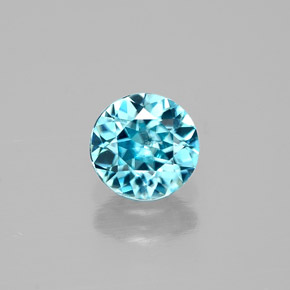 0.63 ct Blue Zircon Gemstone, Zircon Gem in Round Facet Shape for Sale.